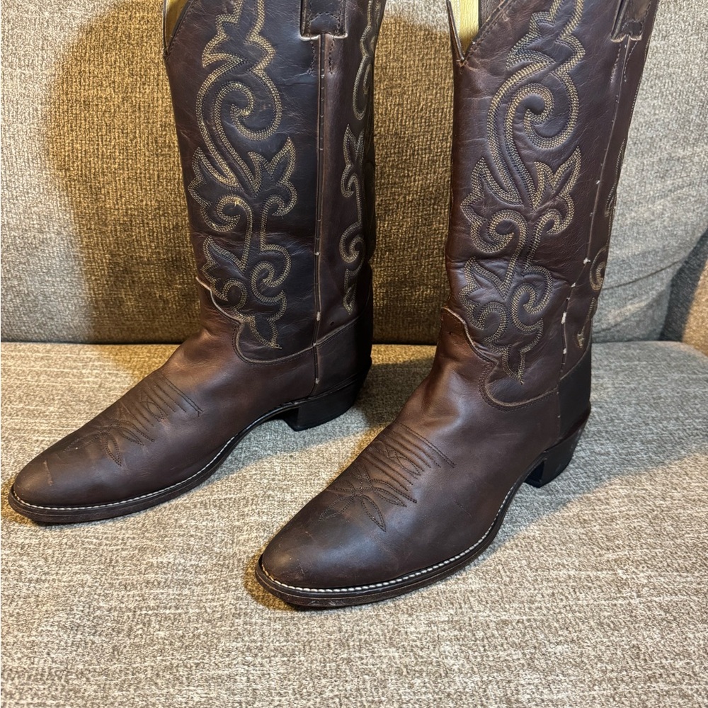 Justin Buck 13” 2253 Western Bay Apache Brown Western Boots Size 10D - Picture 2 of 9